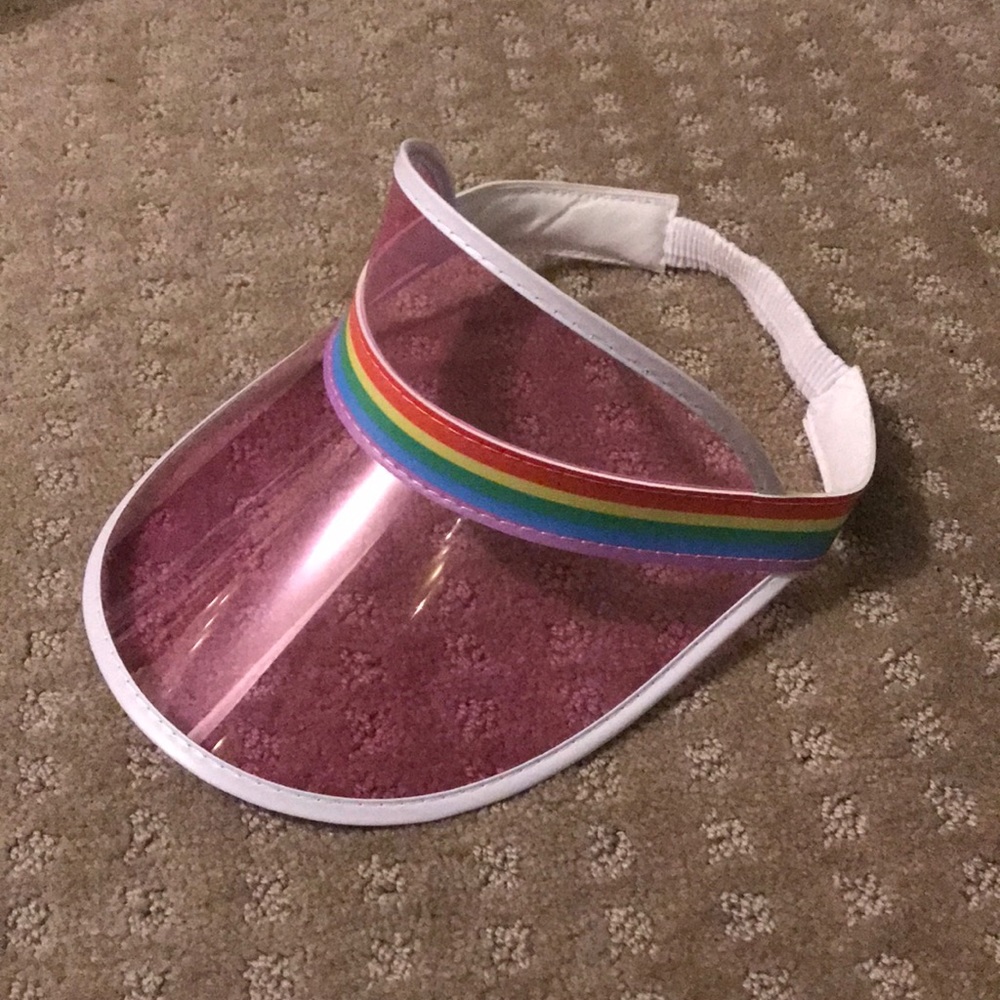 Dolls Kill Visor Pink See Through Rainbow